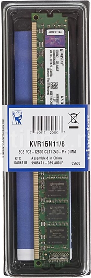 Picture of Pami Kingston ValueRAM, DDR3, 8 GB, 1600MHz, CL11 (KVR16N11/8)