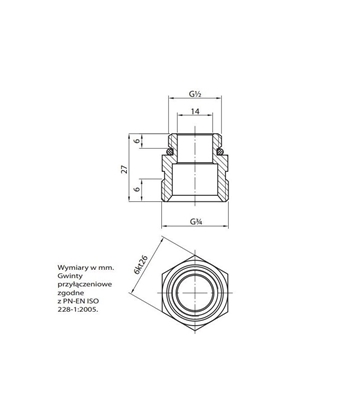 Picture of Perfexim Nypel do belki rozdzielacza 1/2" x 3x4" PN10 748