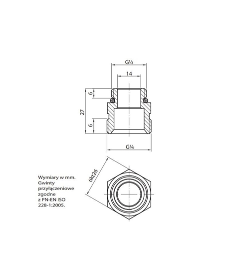 Picture of Perfexim Nypel do belki rozdzielacza 1/2" x 3x4" PN10 748