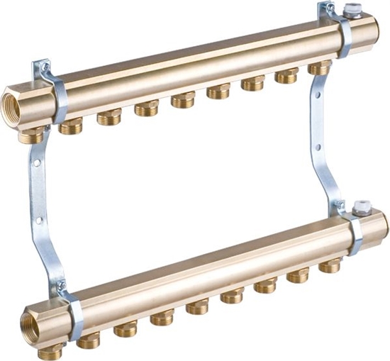 Picture of Perfexim Rozdzielacz mosiny 9 obwodów z nyplami (30-102-0900-001)