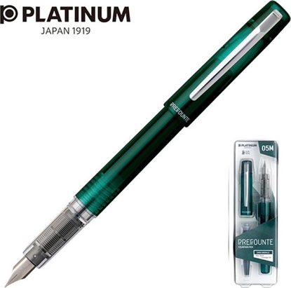 Изображение Platinum Pióro wieczne Platinum Prefounte Dark Emerald, M, w plastikowym opakowaniu, na blistrze, zielone