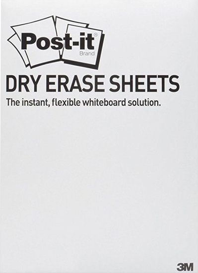 Picture of Post-it Suchocieralna folia w arkuszach POST-IT® Dry Erase (DEFPACKL-EU), 28x39cm, 15ark., biae