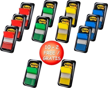 Attēls no Post-it Zestaw promocyjny zakadek POST-IT (680 -P10+2), PP, 25,4x43,2mm, mix kolorów, 10+2 GRATIS