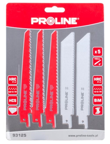 Picture of Pro-Line Zestaw brzeszczotów do drewna i metalu do pilarki szablastej 5szt. (93125)