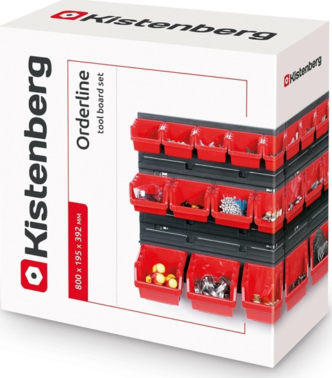 Picture of Prosperplast KISTENBERG TABLICA WARSZTATOWA Z KUWETAMI CZARNA 80x40cm 2szt + 28 POJEMNIKÓW NTBNP1 CZERWONA KOR1-S411