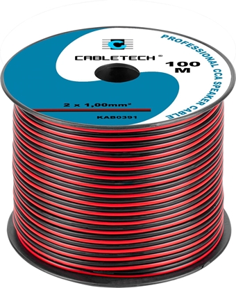 Attēls no Przewód Cabletech Kabel głośnikowy CCA 1.0mm czarno-czerwony