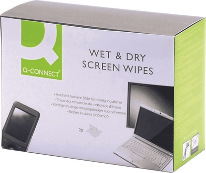 Изображение Q-Connect Chusteczki nawilane i suche do czyszczenia ekranów TFT/LCD 40 szt.