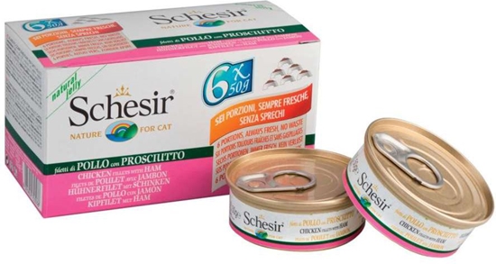 Изображение Schesir Schesir Cat Multipack w galaretce filet z kurczaka z szynk 6x50g