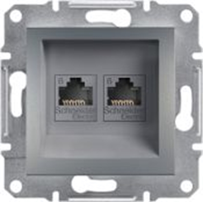 Picture of Schneider Electric Gniazdo komputerowe Asfora 2 x RJ45 kat. 6 UTP bez ramki stal (EPH4800162)