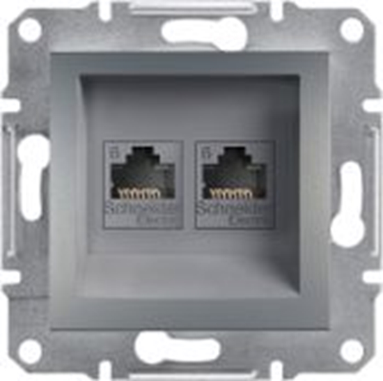 Picture of Schneider Electric Gniazdo komputerowe Asfora 2 x RJ45 kat. 6 UTP bez ramki stal (EPH4800162)