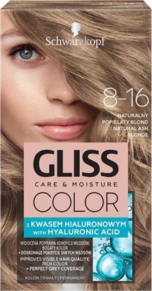 Изображение Schwarzkopf Krem koloryzujący do włosów Gliss Color 8-16 Naturalny Popielaty Blond