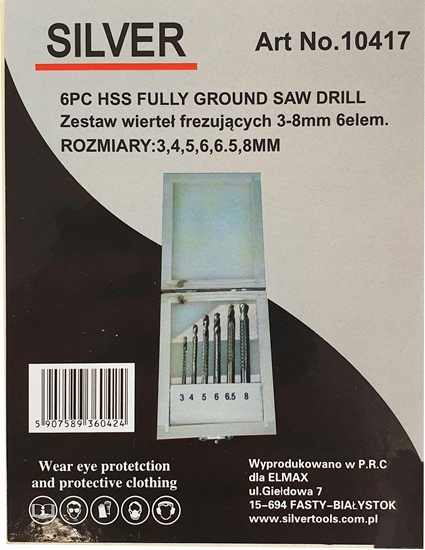 Изображение Silver Zestaw szeciu wierte frezujcych 3-8mm 6szt. (10417)