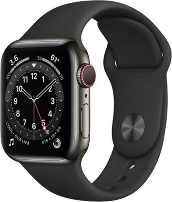 Attēls no Smartwatch Apple Watch 6 GPS + Cellular 40mm Gray Steel Black Sport Czarny (M06X3WB/A)