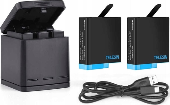 Picture of Telesin adowarka Usb 2x Bateria Do Gopro Hero 8 / 7 / 6 / 5 Black