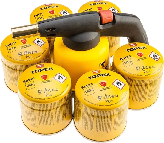 Изображение Topex LAMPA LUTOWNICZA GAZOWA NA NABOJE + 6 NABOI GAZOWYCH Z ZAWORKIEM 44E148 TOPEX