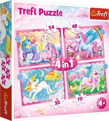 Изображение Trefl Puzzle 4w1 Jednoroce i magia 34389