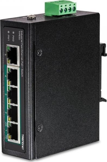 Picture of Trendnet 5-Port Industrial Fast Eth. PoE+ DIN-Rail Switch