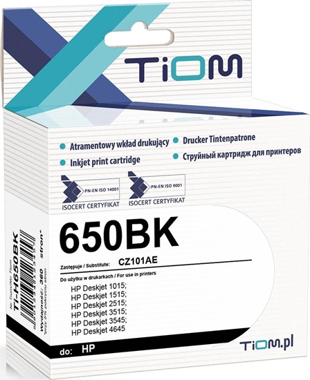 Picture of Tusz Tiom Tusz Tiom do HP 650BK | CZ101AE | 14ml | black