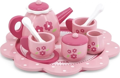 Attēls no Viga Serwis do herbaty i kawy, w róowe kwiatki (44543)