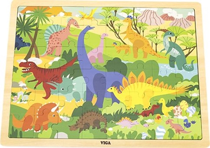 Attēls no Viga Viga 44584 Puzzle na podkładce 48 elementów - poznajemy dinozaury