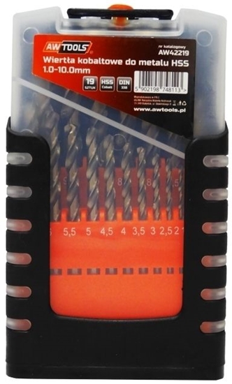 Picture of Wierto AWTools do metalu kobaltowe walcowe 1,5 2 7 4,5 4 5,5 5 1 3 2,5 3,5 6 10 6,5 7,5 8 8,5 9 9,5mm zestaw (AW42219)