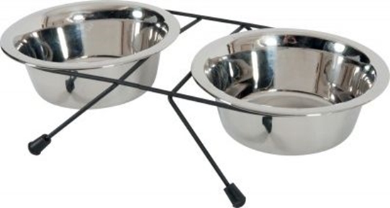 Picture of Zolux Zestaw 2 miski Inox 1,3 l + stojak metalowy