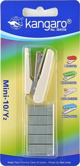 Picture of Zszywacz Kangaro Zszywacz KANGARO Mini-10/Y2+zszywki, zszywa do 10 kartek, blister, beowy