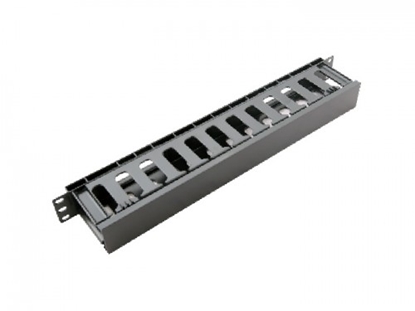 Изображение 1U kabeļu organizators 19" komutācijas skapim, ar plastmasas vāku