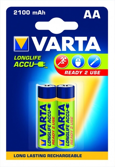 Picture of 1x2 Varta Rechargeable Accu AA Ready2Use NiMH 2100 mAh Mignon