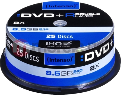 Picture of 1x25 Intenso DVD+R 8,5GB 8x Speed, Double Layer Cakebox