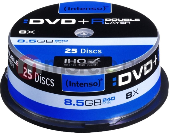 Picture of 1x25 Intenso DVD+R 8,5GB 8x Speed, Double Layer Cakebox