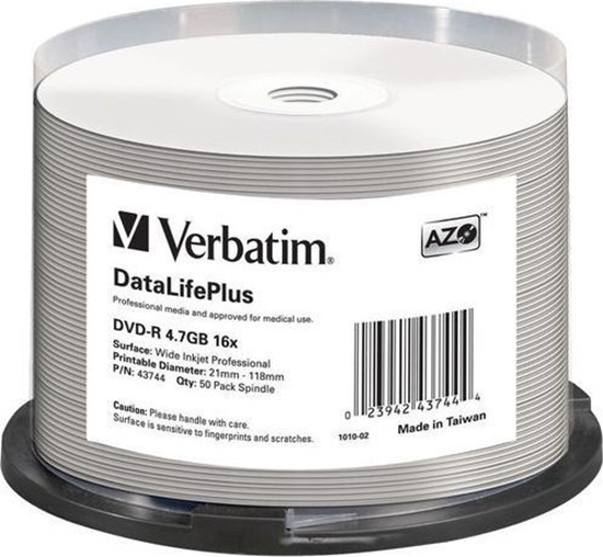 Picture of 1x50 Verbatim DVD-R 4,7GB 16x wide printable NON-ID