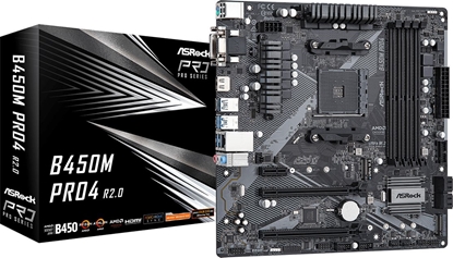 Изображение ASROCK B450M PRO4 R2.0 AM4 4xDDR4 4xSATA