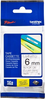 Изображение Brother labelling tape TZE-111 clear/black   6 mm