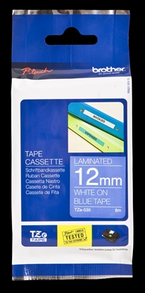 Attēls no Brother labelling tape TZE-535 blue/white 12 mm