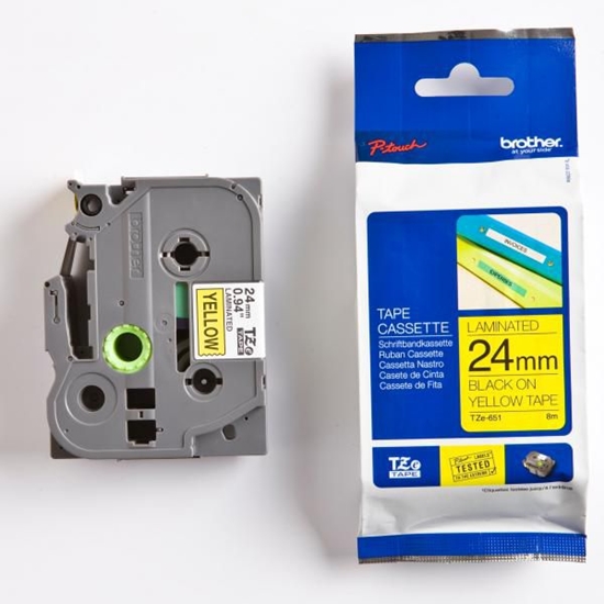 Picture of Uzlīmju lentes kasete Brother TZE-651 Black on Yellow