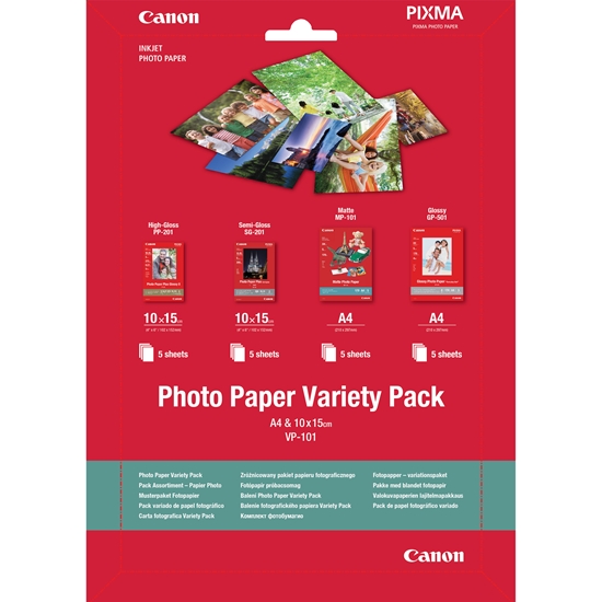 Picture of Canon VP-101 Photo Paper Variety Pack A 4 a. 10x15 cm 4x5 Sheets