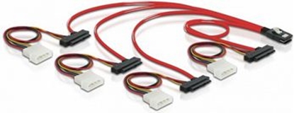 Attēls no Delock Cable mini SAS SFF-8087 > 4 x SAS SFF-8482 + power 0.5 m