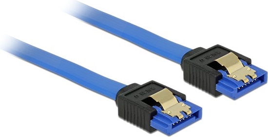 Picture of Delock Cable SATA 6 Gb/s receptacle straight > SATA receptacle straight 100 cm blue with gold clips