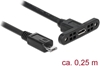 Изображение Delock Cable USB 2.0 Micro-B female panel-mount > USB 2.0 Micro-B male 25 cm