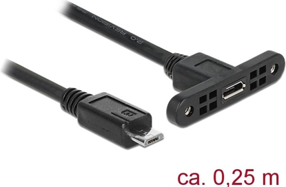 Picture of Delock Cable USB 2.0 Micro-B female panel-mount > USB 2.0 Micro-B male 25 cm