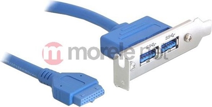 Picture of Delock Slot bracket 1 x 19 pin USB 3.0 pin header female internal > 2 x USB 3.0 Type-A female external Low Profile