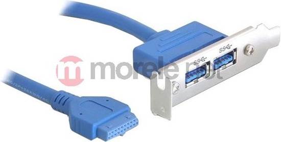 Picture of Delock Slot bracket 1 x 19 pin USB 3.0 pin header female internal > 2 x USB 3.0 Type-A female external Low Profile