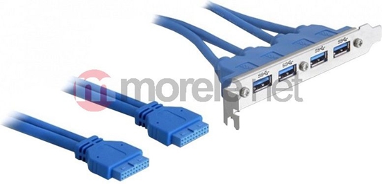 Picture of Delock Slot bracket USB 3.0 pin header 19 pin 2 x internal > 4 x USB 3.0-A female external
