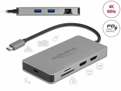 Изображение Delock USB Type-C™ Docking Station 4K - Dual HDMI MST / USB 3.2 / SD / LAN / PD 3.0