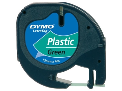 Attēls no Dymo LetraTag Green Plastic 12 mm x 4 m