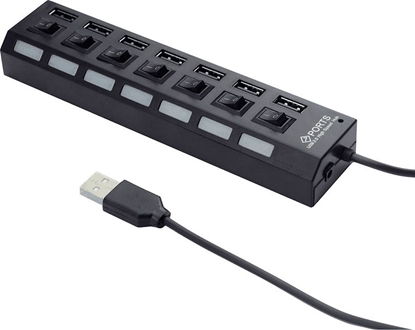 Picture of Gembird USB 2.0 7-port hub with switches Black