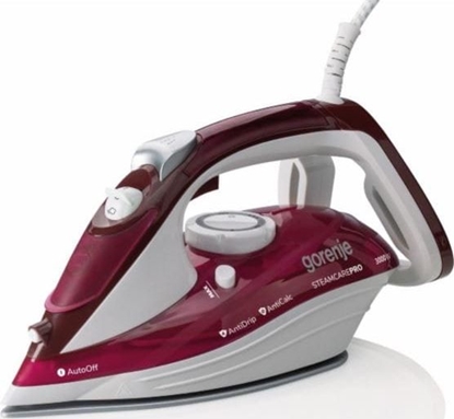 Attēls no Gorenje | Steam Iron | SIH3000RBC | Power 3000 W | Water tank capacity 350 ml | Continuous steam 40 g/min | Red/White | Steam boost performance 105 g/min