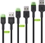 Изображение Green Cell USB Male - USB Type-C Male Set 3x with LED Diode 1.2m