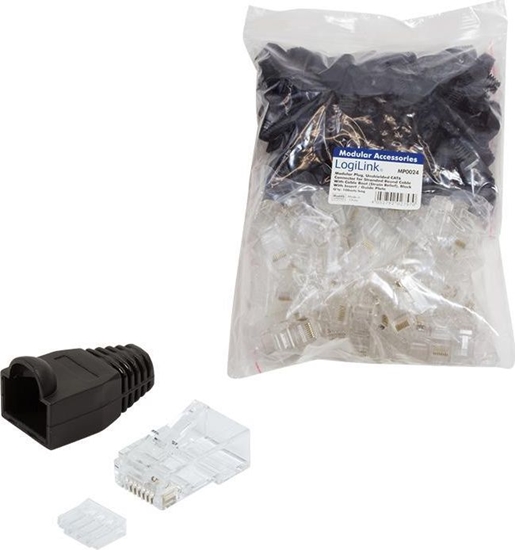 Изображение LogiLink Wtyki RJ45 CAT.6 100szt. UTP z oson, czarne-MP0024